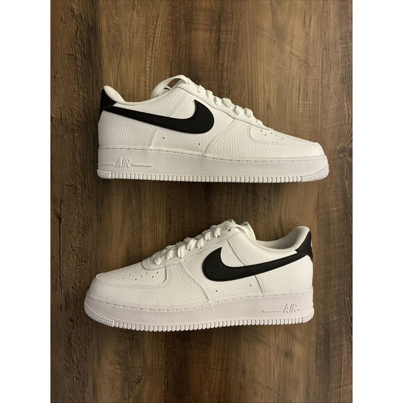 Nike Other - Nike Air Force 1 Low Men Size 12 White/Black Pebbled Leather (CT2302 100)